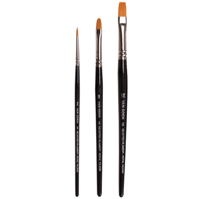 VAN GOGH Brush Set FLAT SHORT GRIP (3pcs)