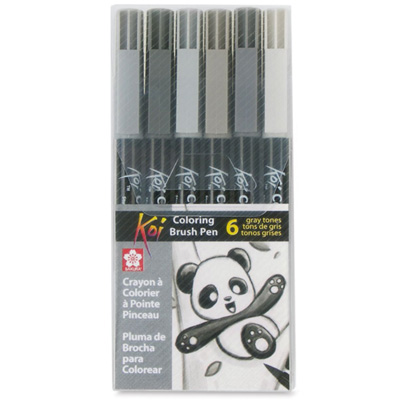 SAKURA KOI Coloring Brush Pens 6er Set grey