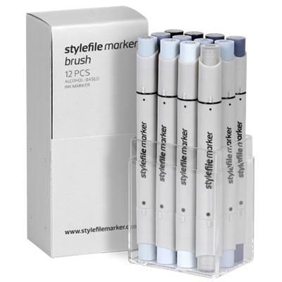 STYLEFILE Marker BRUSH 12er Set Cool Grey