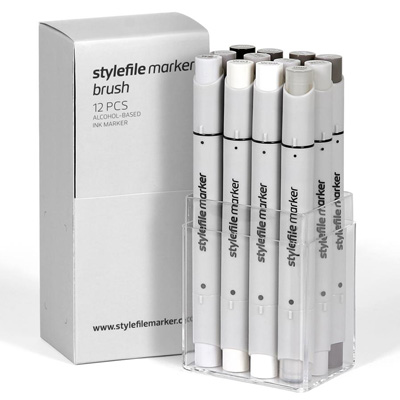 STYLEFILE Marker BRUSH 12er Set Warm Grey