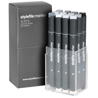 STYLEFILE Marker Set of 12 Neutral Grey