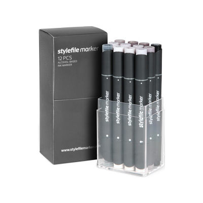 STYLEFILE Marker 12er Set Warm Grey