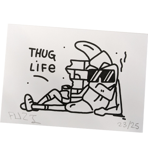 FUZI Silkscreen Postcard - THUG LIFE