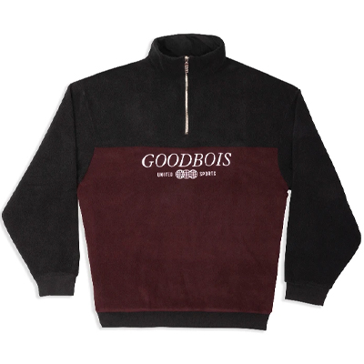 GOODBOIS Half-Zip Fleece TM BLOCK burgundy/black