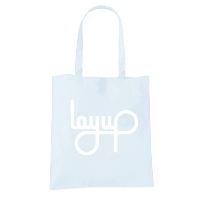 LAYUP Tote Bag LOGO blue pastel/white