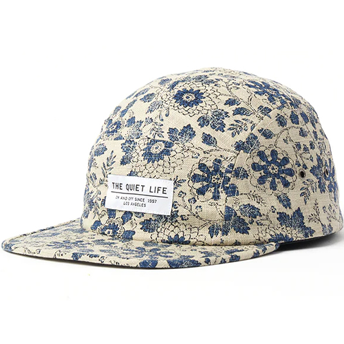 THE QUIET LIFE 5Panel Camper Hat DAHLIA FLORAL - natural/navy