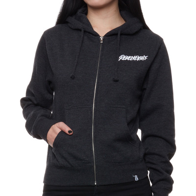 REBEL8 Girl Hooded Zipper GIANT COLLAGE charcoal